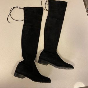 STUART WEITZMAN  over the knee w tie & stretch suede boots